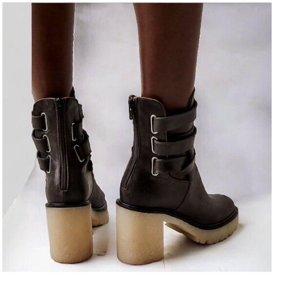 Free People Dark Brown Ankle Boots - Picture 2 of 14